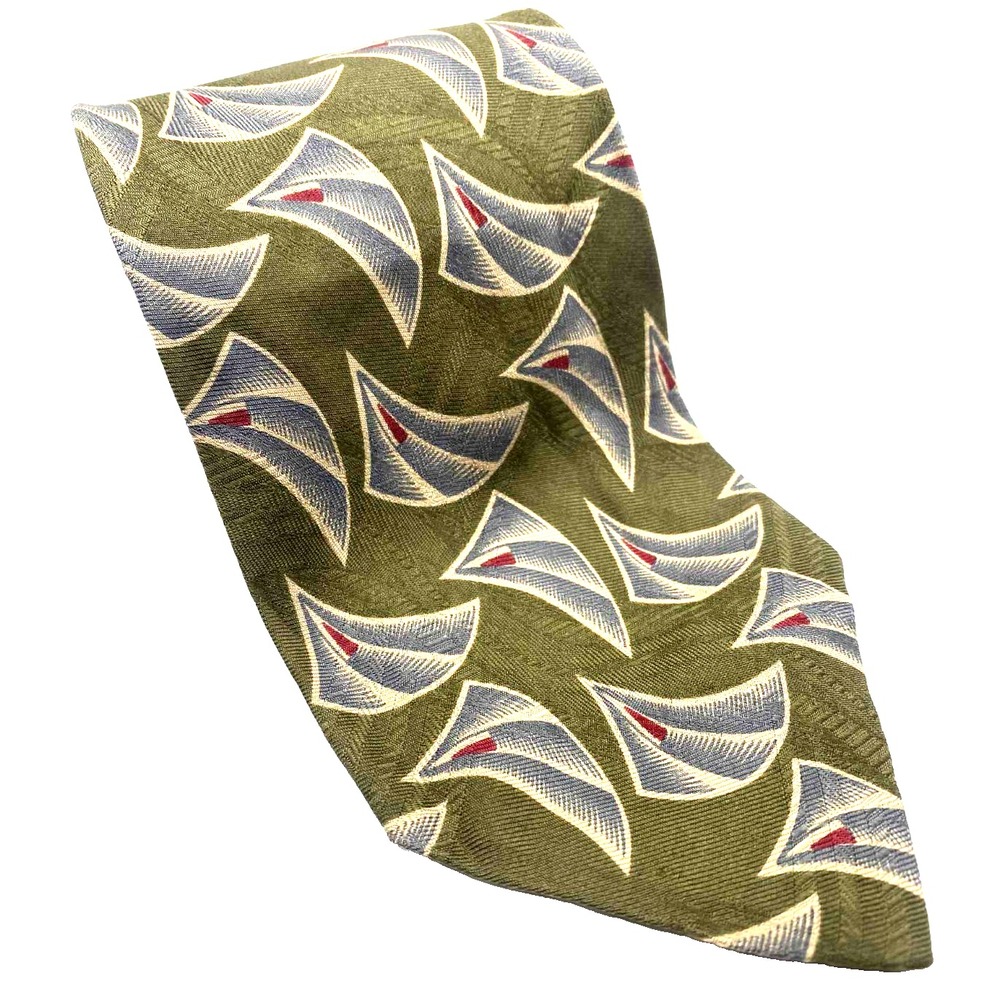Vintage Polo Ralph Lauren Mens Silk Tie Green Red Blue Geometric Pan Pattern Tie